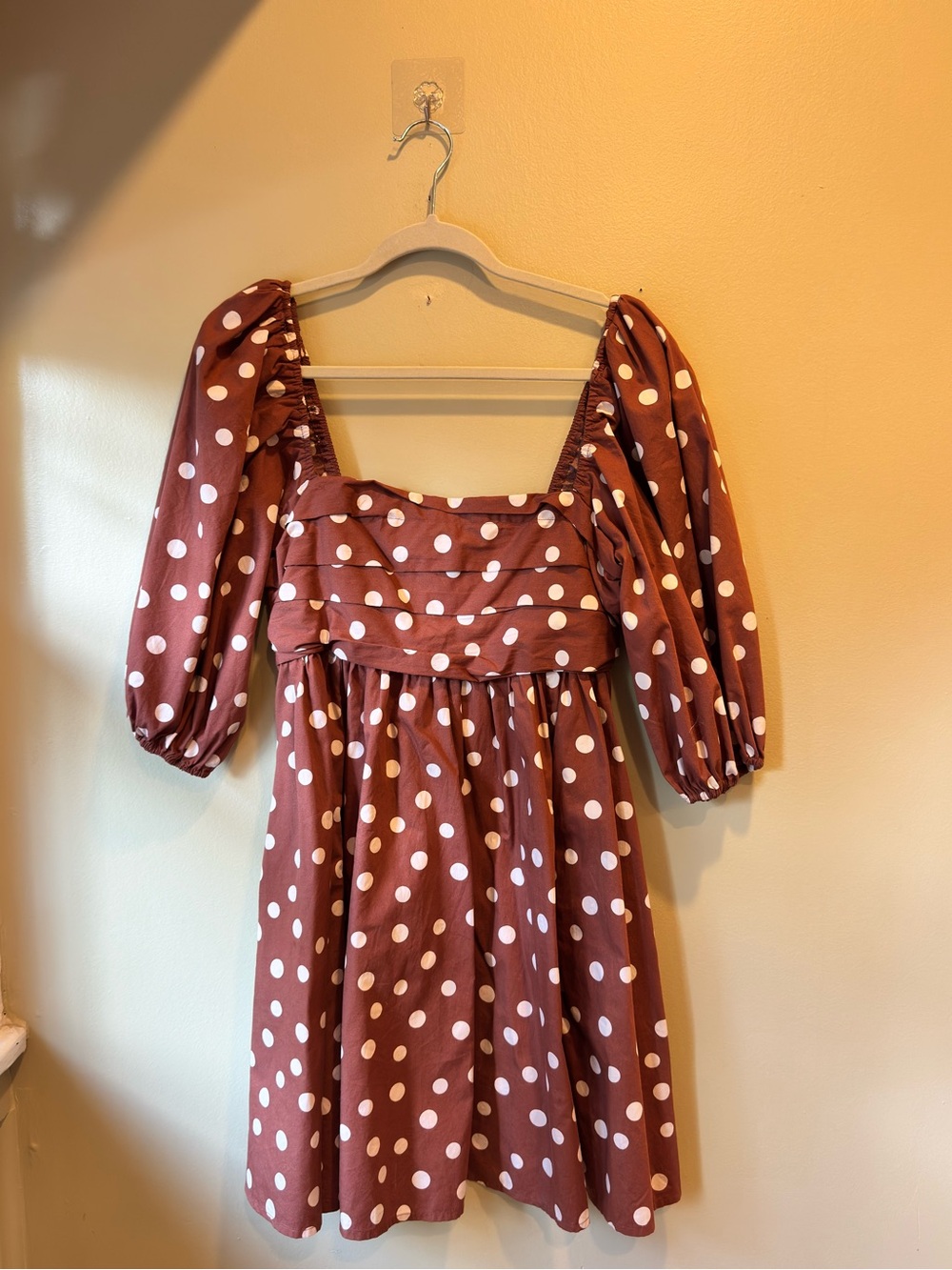Abercrombie & Fitch Rust Polka Dot Square-Neck Mini Dress - Picture 2 of 5